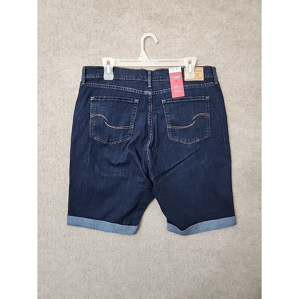 Levi Strauss Signature Bermuda Shorts Womens 16W Blue Dark Wash Cuffed NEW - Picture 7 of 12